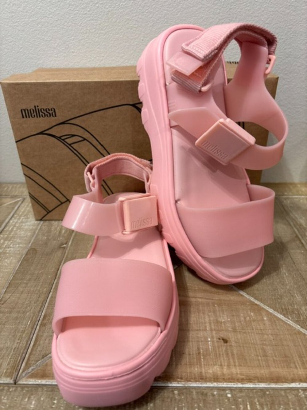 NEW Melissa Kick Off AD Pink Jelly Platform Sandals Candy Scented